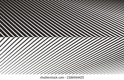 Black and white geometric art lines background. Inverted symmetry.
