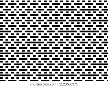 Black and white geometric background with lines, squares, rectangles. Abstraction. Minimal design. Optical illusion. Vector illustration