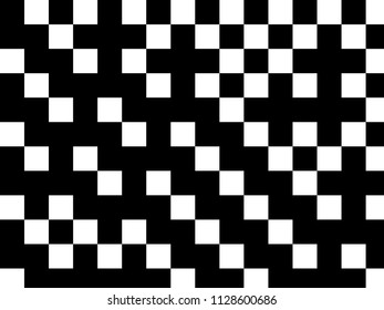 Black and white geometric background with lines, squares, rectangles. Abstraction. Minimal design. Optical illusion. Vector illustration