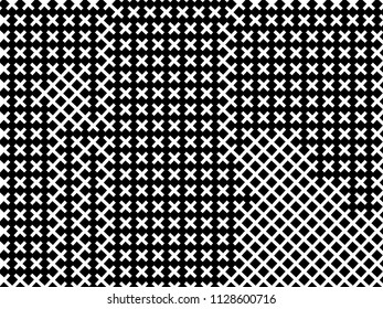 Black and white geometric background with lines, squares, rectangles. Abstraction. Minimal design. Optical illusion. Vector illustration