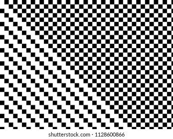 Black and white geometric background with lines, squares, rectangles. Abstraction. Minimal design. Optical illusion. Vector illustration