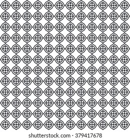 Black and white geometric background seamless pattern, repeating monochrome fabric texture. Tribal ethnic ornament, vector decorative graphic illustration
