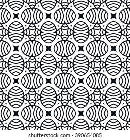 Black and white geometric background seamless pattern, repeating monochrome fabric texture. Tribal ethnic ornament, vector decorative graphic illustration