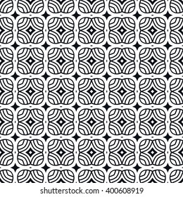Black and white geometric background seamless pattern, repeating monochrome fabric texture. Tribal ethnic ornament, vector decorative graphic illustration