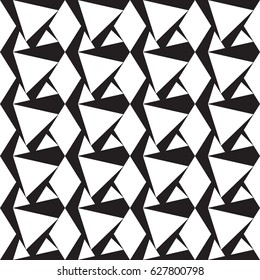 Black and white geometric background, seamless abstract vector pattern