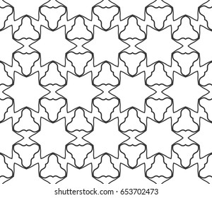 Black and white geometric background, seamless line pattern in arabian style. Repeating linear texture for wallpaper, packaging, banner, invitation, business card, textile fabric print