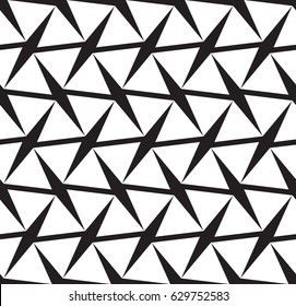 Black And White Geometric Background With Thorns, Seamless Vector Pattern