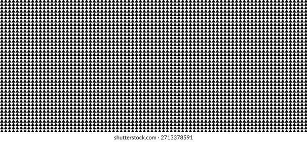 Black and white geometric background with triangles. Repeating minimalistic arrow pattern black and white silhouette.