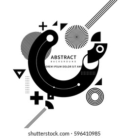 Black and white geometric background using various shapes
