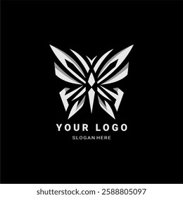 Black and white geometric butterfly logo vector
