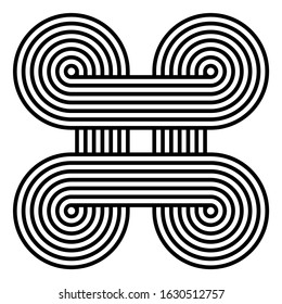 Black and white geometric circle impossible background seamless pattern. Round vector illustration for greeting cards, cover, flyer, wallpaper. Abstract texture ornament design, repeating tiles