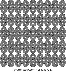 Black, white geometric circle linear impossible background seamless pattern. Modern vector illustration for greeting card, cover, flyer, wallpaper. Abstract texture ornament design, repeating tile