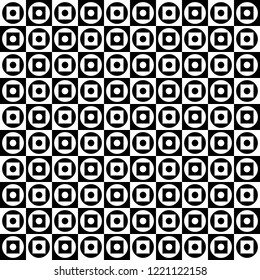 Black and white geometric circle and rectangle seamless wallpaper background pattern