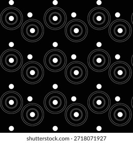 Black and White Geometric Concentric Circle Grid Pattern