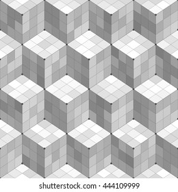 Black and white geometric cubes seamless pattern