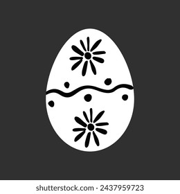 Black and white geometric decorative Easter egg