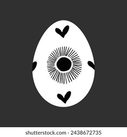Schwarz-weiß geometrische dekorative Osterei
