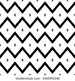 Black and white geometric design for print on fabric. Seamless vector illustration. Abstract geo pattern