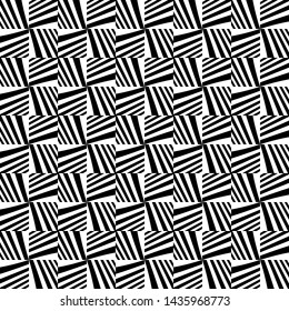 Black and white geometric design for print on fabric. Seamless vector illustration. Abstract geo pattern