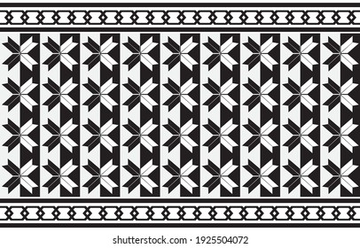 Abstract​ black and white Geometric ethnic pattern seamless flower color oriental. seamless pattern. Design for fabric, curtain, background, carpet, wallpaper, clothing, wrapping, Batik, fabric,Vector