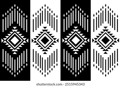 black and white Geometric ethnic pattern. Ethnic boho seamless pattern. Tribal vector ornament. Aztec style, colorful fabric. 