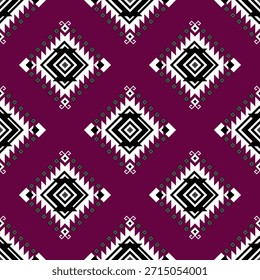 Black and white Geometric Ethnic pattern on red background, Native American tribal fabric, tile, carpet, vector, illustration design.	