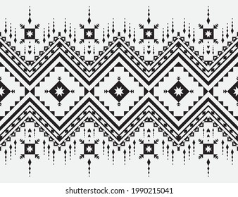 Black and white Geometric ethnic patterns Fabric seamless Vector illustration
