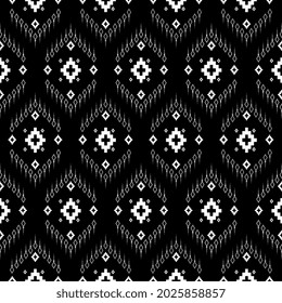 
Black and white Geometric ethnic texture embroidery triangle on BLACK background used in fashion and wallpaper, clothing,skirt,carpet,wrapping,Batik,fabric,texture Vector, illustration Seamless.eps