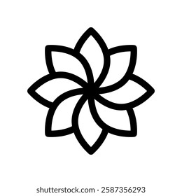 Black And White Geometric Flower Design Icon With Abstract Symmetry