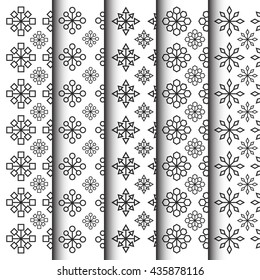 black and white geometric in flower shape pattern, isolated on white background