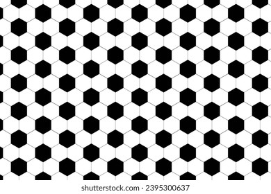 Black and white geometric hexagon ball seamless pattern like a football