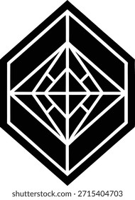 Símbolo hexagonal geométrico blanco y negro con patrón de diamante Palabras claves geométricas, símbolo, negro, blanco, hexagonal, patrón, diamante, abstracto.