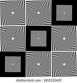 Black and white geometric illusory seamless pattern. EPS10