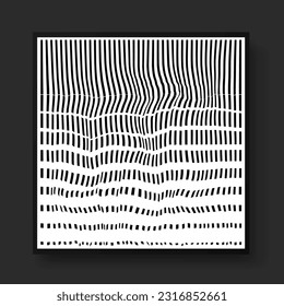 Obra de arte interior geométrica en blanco y negro. 