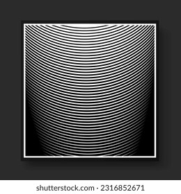 Black and white geometric interior artwork. 