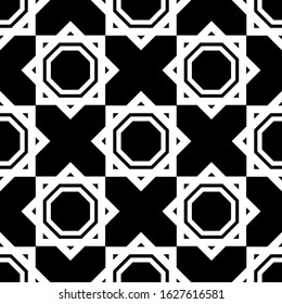 black and white geometric islamic seamless pattern