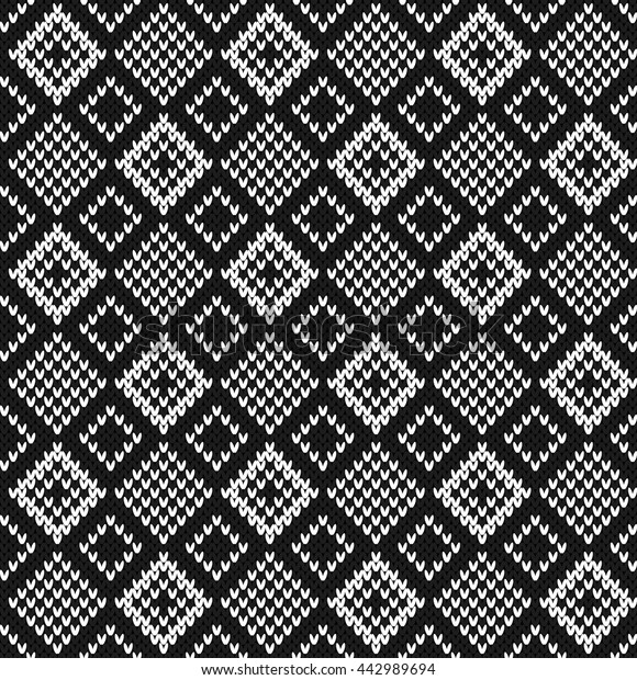 Black White Geometric Jacquard Seamless Knitting Stock Vector (Royalty ...
