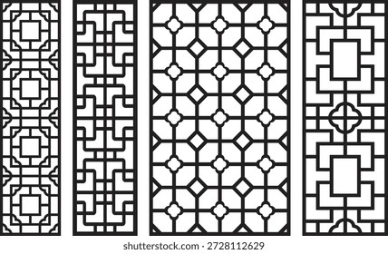 Black and white geometric jali patterns with intricate 1
