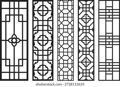 Black and white geometric jali patterns with intricate