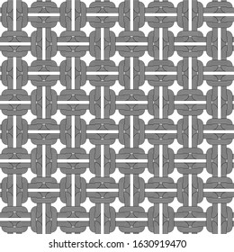 Black, white geometric knot linear impossible background seamless pattern. Modern vector illustration for greeting card, cover, flyer, wallpaper. Abstract texture ornament node, repeating tile