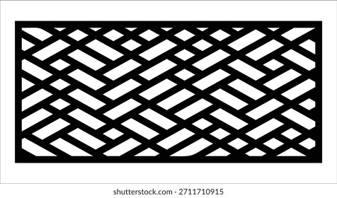 Black and white geometric lattice pattern with interlocking rectangular shapes Keywords