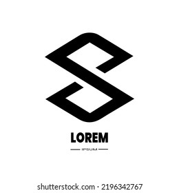 letra geométrica en blanco y negro S logo dibujado a mano