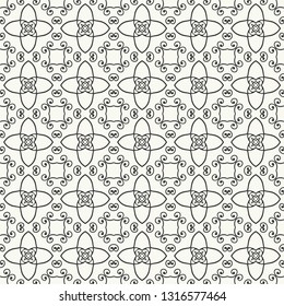 Black and white geometric line background, doodle seamless pattern. Monochrome repeating texture for textile fabric or paper print. Tribal ethnic ornament, vector decorative graphic illustration