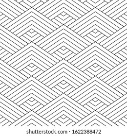 Black and white geometric line background pattern. Creative zigzag line vector illustration for greeting cards, cover, flyer, wallpaper. Abstract texture ornament design, repeating tiles.