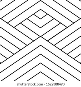 Black and white geometric line background pattern. Creative zigzag line vector illustration for greeting cards, cover, flyer, wallpaper. Abstract texture ornament design, repeating tiles.