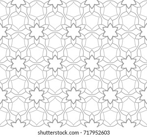 Black and white geometric line seamless pattern. Monochrome graphic design. Decorative linear seamless background with repeating texture. Ethnic arabic, indian, turkish ornament