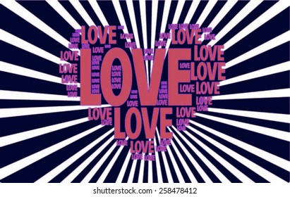 black and white, geometric lines background with love letters together. So love letters become love heart icon vector print pattern.