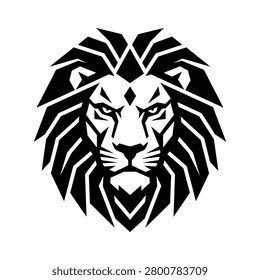 Black and white geometric lion face