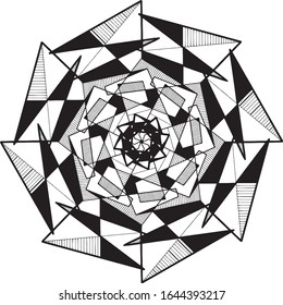 Black and white geometric mandala