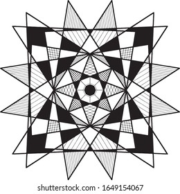 Black and white geometric mandala
